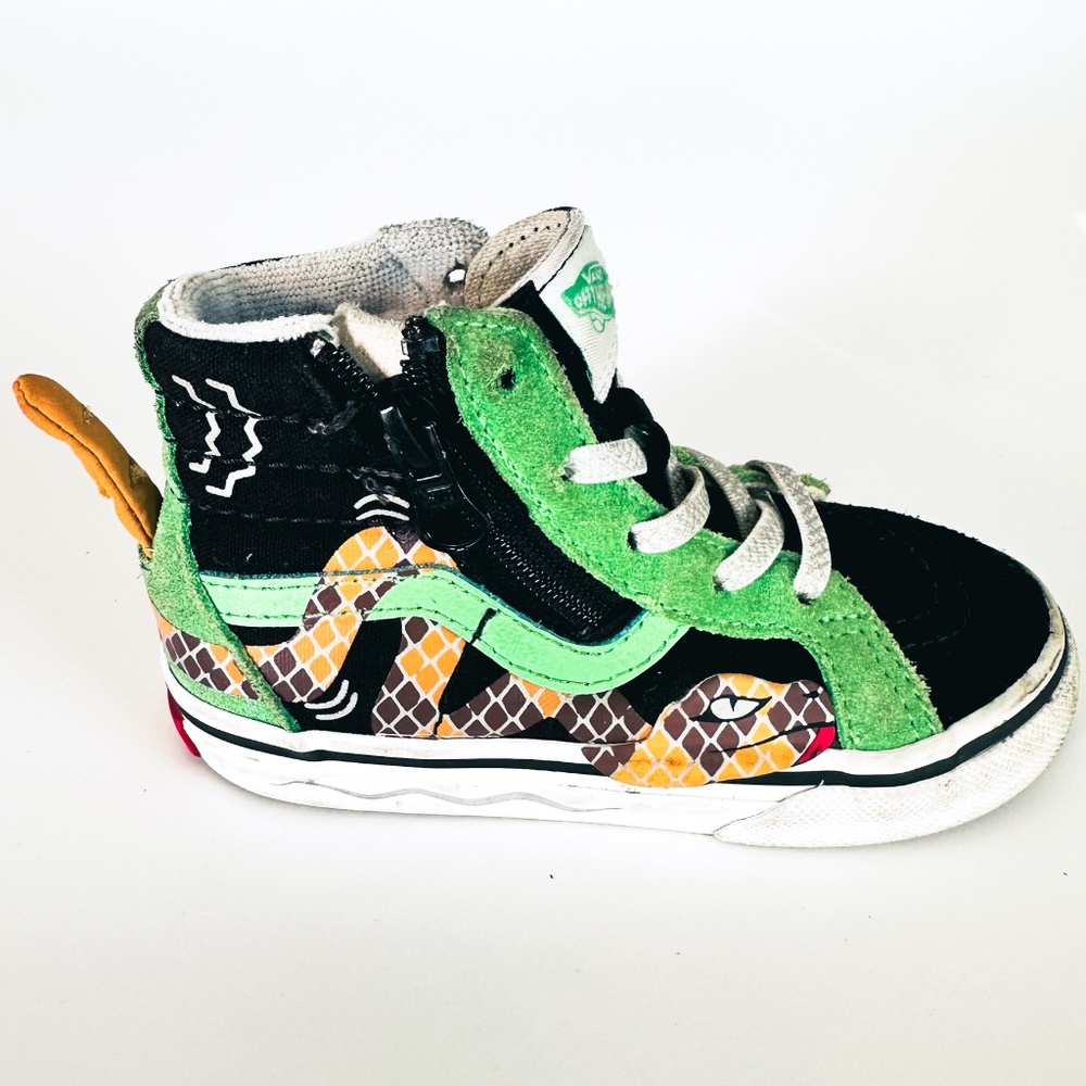 Vans Old Skool Vans Sk8-Hi Snake High Top Sneakers Black Green Toddler Shoes 7.5